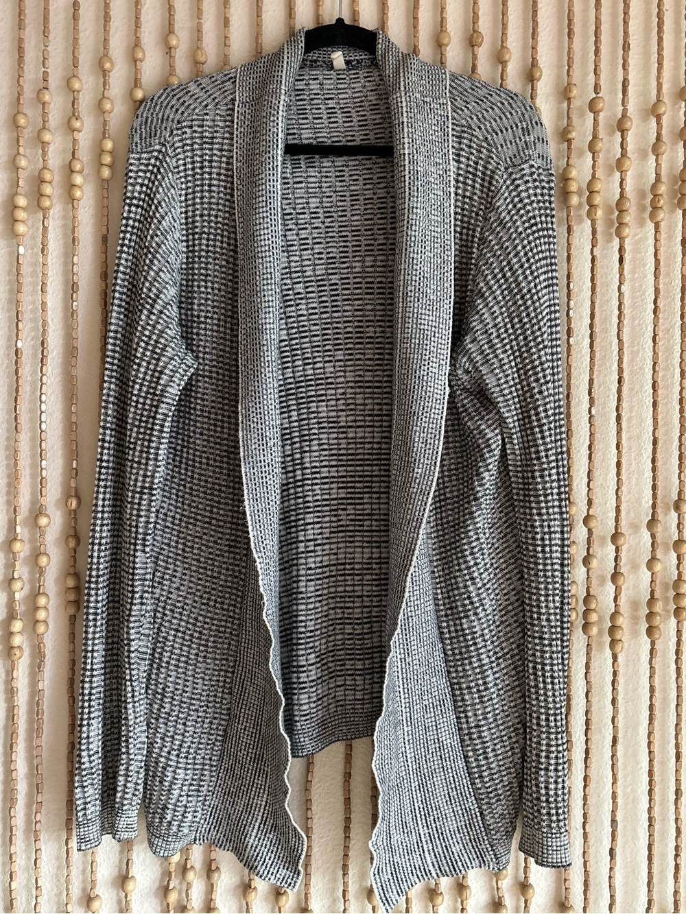 E.T.A Gray Open-Front Knit Contemporary Minimalist Fall Long Sleeve Sweater Med